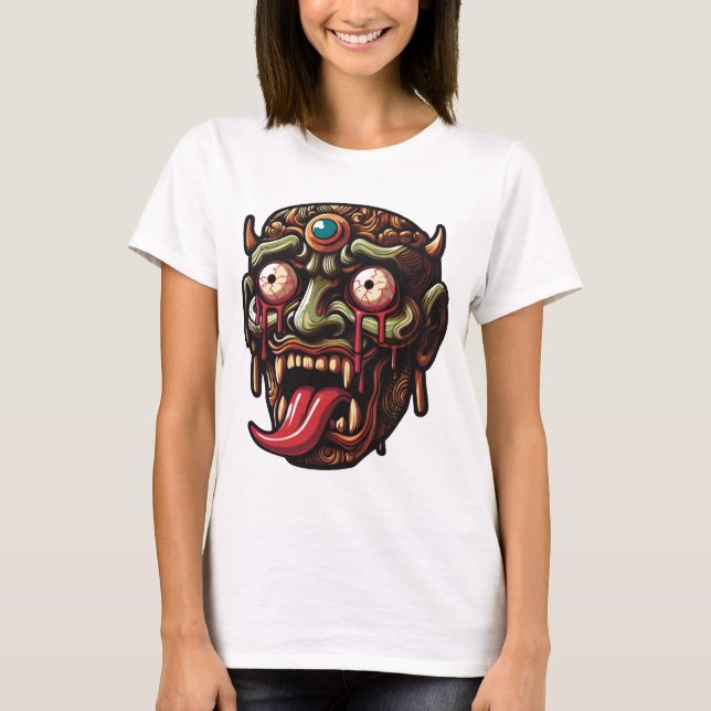 Terrifying Ancient Mask with Spooky Expressions -  T-Shirt (Front)