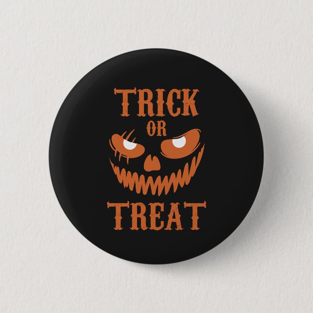Terrifying Halloween Face Trick Treat Dark Spooky  2 Inch Round Button (Front)