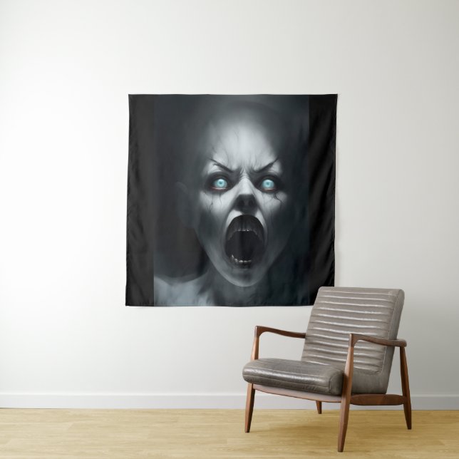 Terrifying Screaming Specter Wallpaper Tapestry (In Situ)