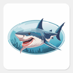 Terrifying Shark Square Sticker