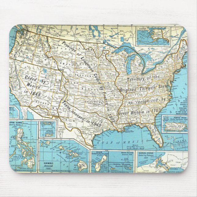 Territorial Acquisitions of the United States Map Mouse Pad (Front)