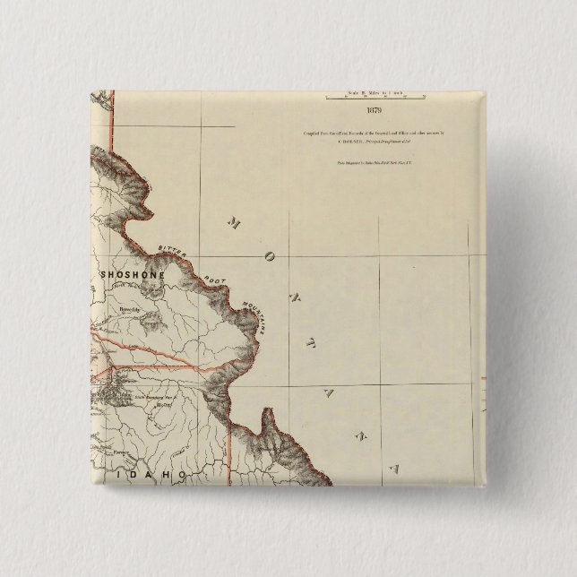 Territory Of Idaho 2 Inch Square Button (Front)