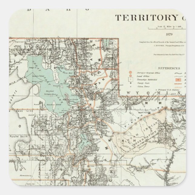 Territory of Utah 2 Square Sticker (Front)