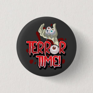Terror Time Zombie Hand with Eyeballs 1 Inch Round Button