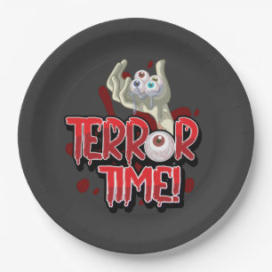 Terror Time Zombie Hand with Eyeballs   Paper Plate