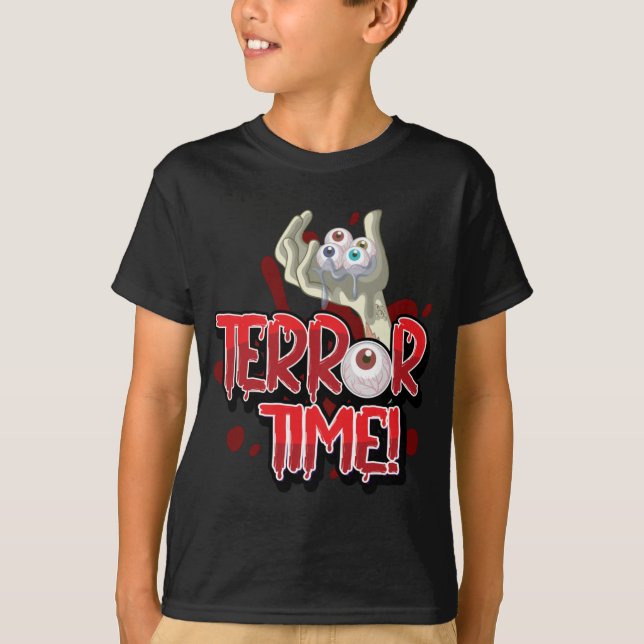Terror Time Zombie Hand with Eyeballs  T-Shirt (Front)