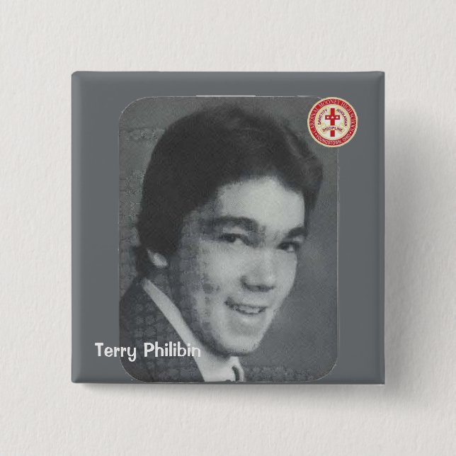 Terry Philibin 2 Inch Square Button (Front)