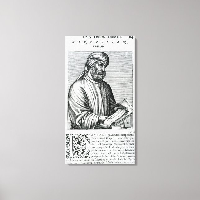 Tertullian, illustration from Andre Thevet's Canvas Print (Front)