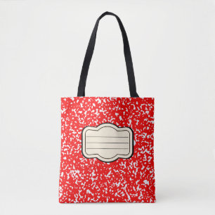 Tesimart Red Composition Book Design Tote Bag