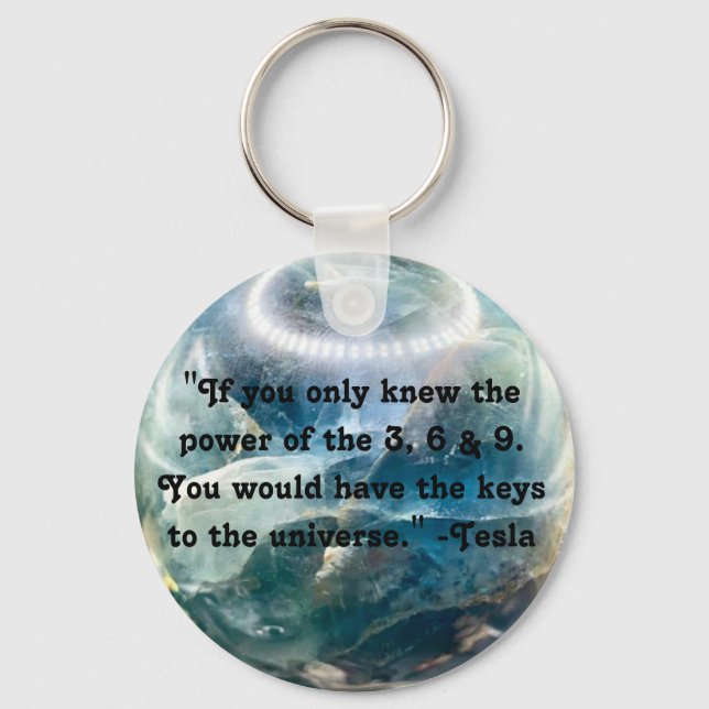 Tesla and the power of 3 6 9 numerology keychain (Front)