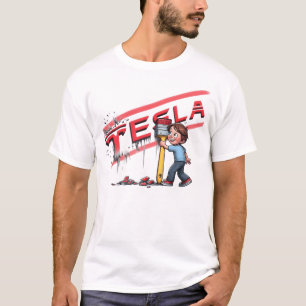 Tesla Car In Red Colour T-Shirt