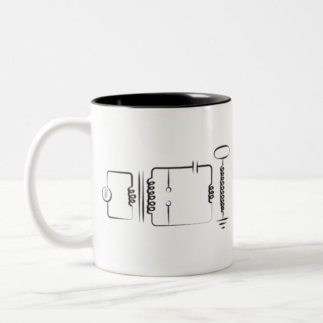 Tesla Coil Two-Tone Coffee Mug (Left)