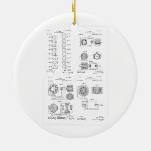 Tesla Elecro-Magnet Motor Patent US381968 p 1-4 Ceramic Ornament