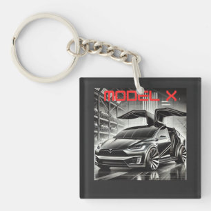 Tesla Model X Electric SUV Design Futuristic EV Keychain