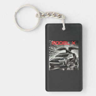 Tesla Model X Electric SUV Design Futuristic EV Keychain