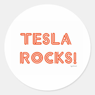 Tesla Rocks! Classic Round Sticker