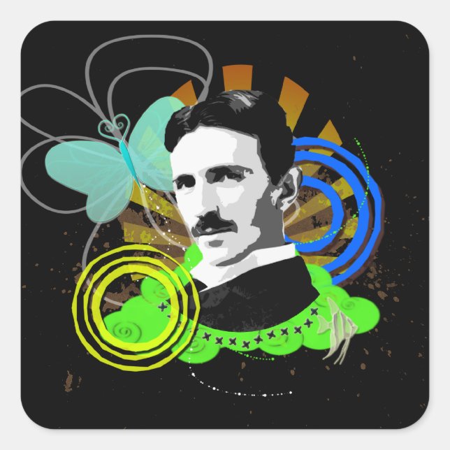 Tesla Square Sticker (Front)