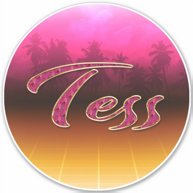 Tess First Name Name golden pink sticker (Front)