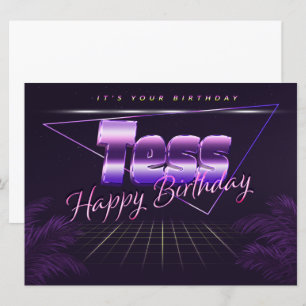Tess Name Vorname lila retro Karte Geburtstag Card