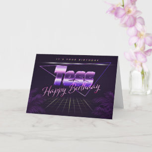 Tess Name Vorname lila retro Karte Geburtstag Card