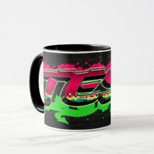 Tess Prénom Graffiti red Tasse verte
