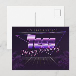 Tess prénom nom carte postale violette anniversair