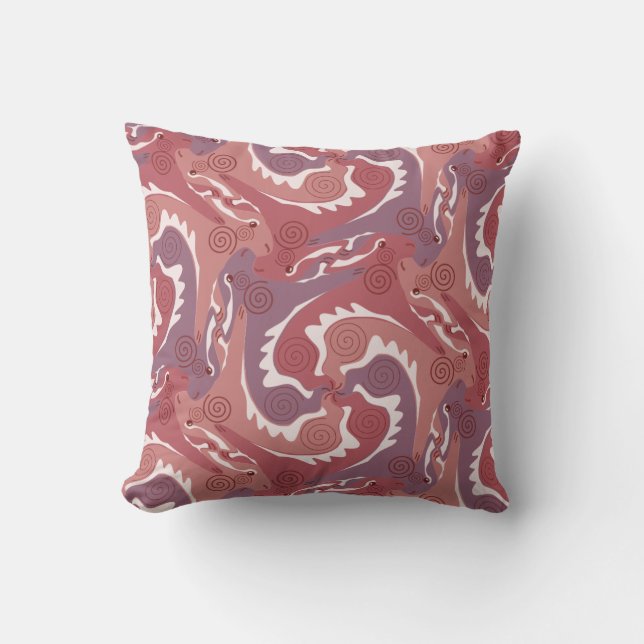 Tesselation de lièvres torse Coussin rouge doux 8 (Recto)