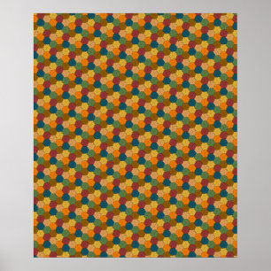 Tessellated Multi-coloured Flower Wheel Pattern Poster
