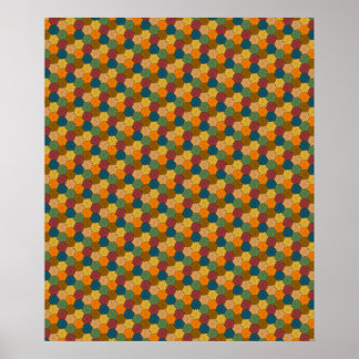 Tessellated Multi-coloured Flower Wheel Pattern Poster