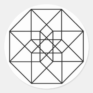 Tesseract (black outline) classic round sticker