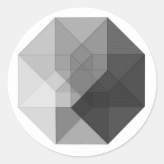 Tesseract (greyscale) classic round sticker