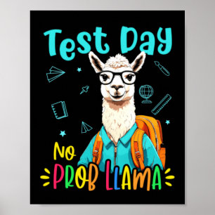 Test Day No Prob Llama Cute Student Design Poster