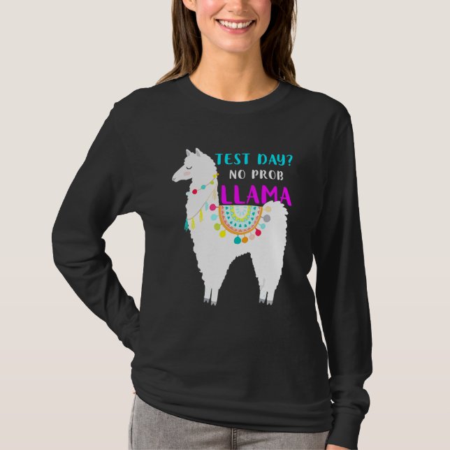 Test Day No Prob Llama Teacher Exam Testing T-Shirt (Front)