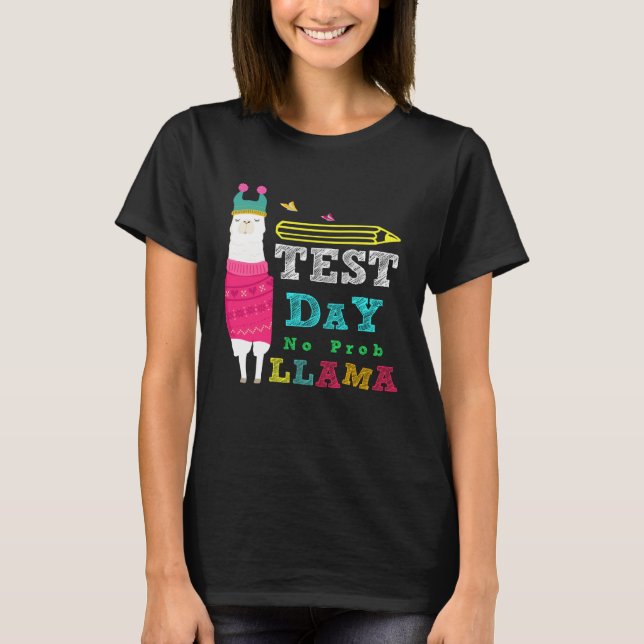 Test Day No Prob Llama  Teacher Testing T-Shirt (Front)