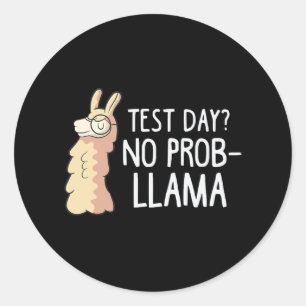 Test Day No Probllama School Exam Testing Llama Lo Classic Round Sticker