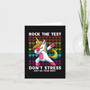 Test Day Rock The Test Dabbing Unicorn Boys Girls  Card