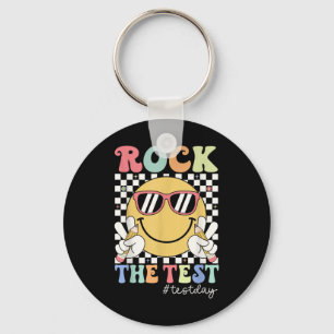 Test Day Rock The Test Motivational Teacher Testin Keychain