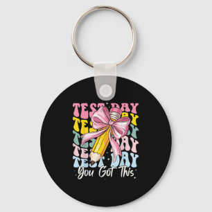 Test Day Rock The Test Motivational Teacher You Go Keychain
