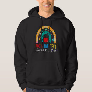 Test Day Rock The Test Teacher Testing Day Rainbow Hoodie