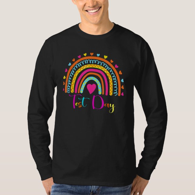 Test Day Rock The Test Teacher Testing Day Rainbow T-Shirt (Front)