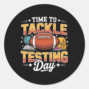Test Day State Football Tackle Testing Day Sports Classic Round Sticker