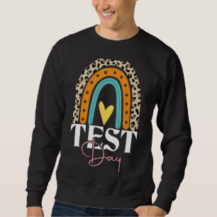 Test Day Teacher Testing Day Rainbow Leopard Teach Sweatshirt