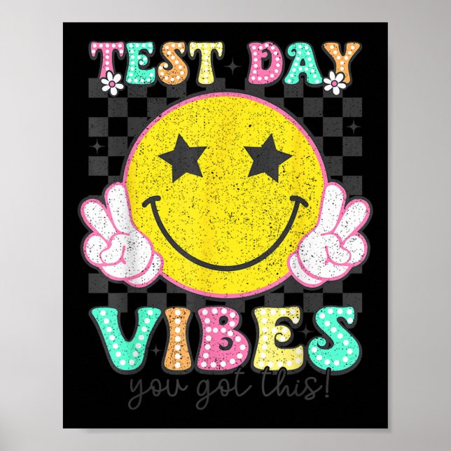 Test Day Vibes You Got This Retro Groovy Testing D Poster (Front)