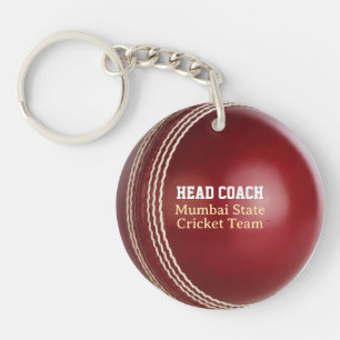 Test Match Red Cricket Ball with Custom Text Keychain