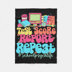 Test Score Report Repeat Back To School School Psy Fleece Blanket