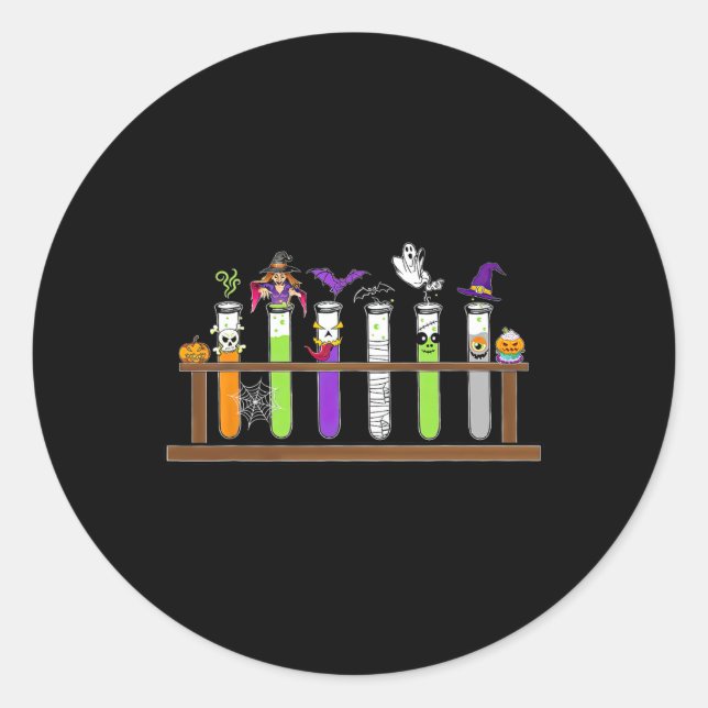Test Tube Chemistry Nerd Science Teacher Spooky Ha Classic Round Sticker (Front)