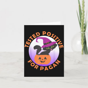 Tested Positive For Pagan Little Black Cat Witch Card