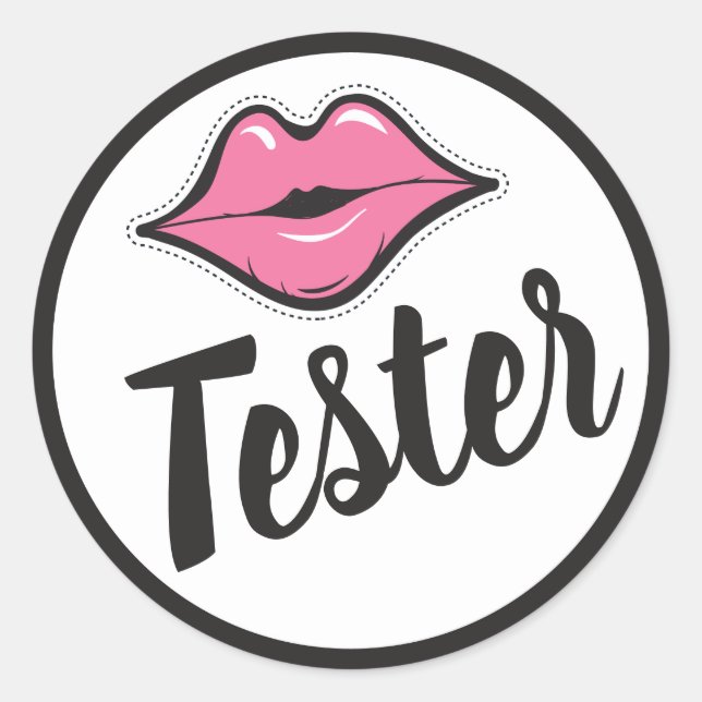 TESTER Pink Kiss Lipstick & Beauty Distributor Classic Round Sticker (Front)