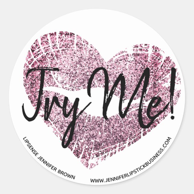 Tester try me Lipstick pink heart Sticker (Front)