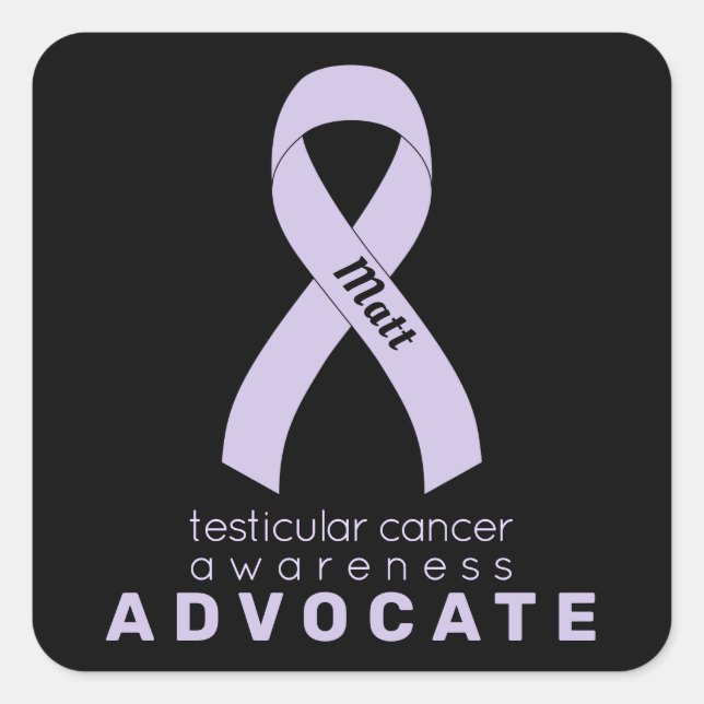 Testicular Cancer Advocate Black Square Sticker (Front)